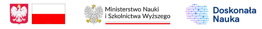 Herb i flaga Polski, logo Ministerstwa Nauki i Szkolnictwa Wyższego, logo programu Doskonała Nauka